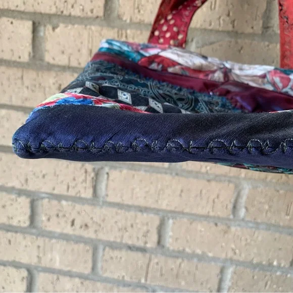 A Katie Bag by Katie Loper Fabric Patch Work Purse with Contrasting  Stitch - Picture 6 of 16